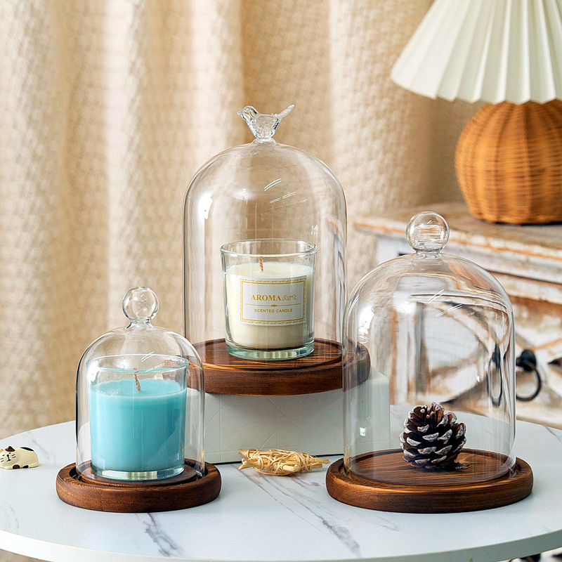 Eternal Flower Dust-proof Glass Cover Hand-made Bubble Matt Blind Box Wedding Building Blocks Aromatherapy Candle Extinguishing Candle Cover Display Box
