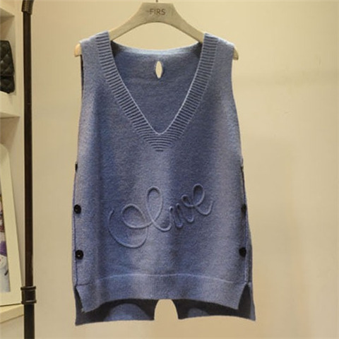 [In stock] vest women's short button knitted vest new fashionable loose spring and autumn all-matching