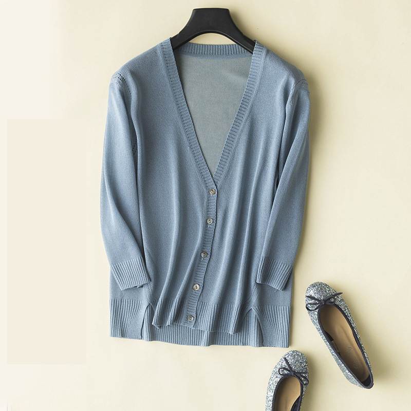 Spring and Summer New Large Size Knitted Cardigan Top Short Ice Silk Women's Thin Sunscreen Jacket Loose Air-conditioning Shirt