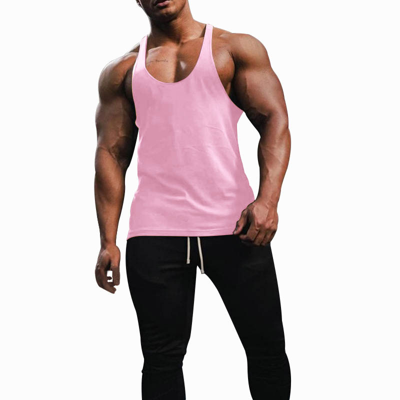 Cross-border AliExpress Men's Vest Breathable Slim Solid Color Summer Youth Sports Fitness Hurdle Sleeveless Base Shirt