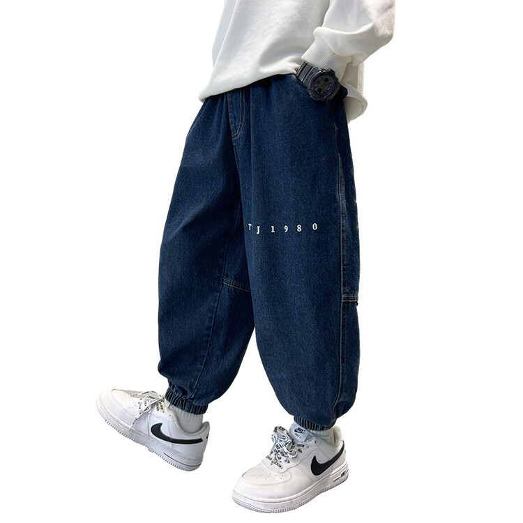 Boys' Jeans Spring and Autumn 2024 Children's Spring Dress Handsome Loose Boys Autumn Pants Big Children's Trendy Trousers