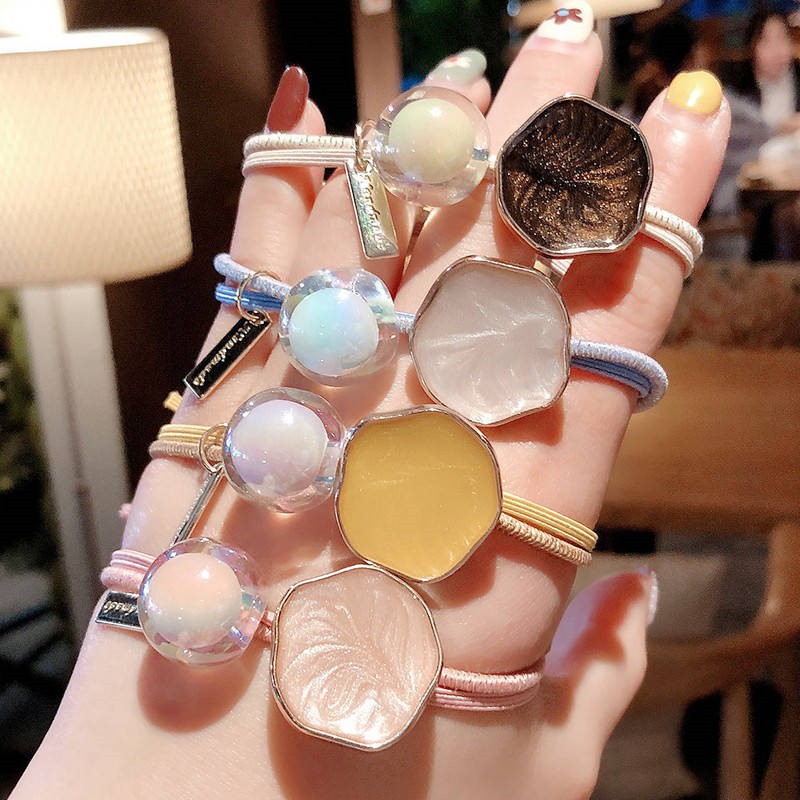 South Korea candy color headband leaves dripping oil temperament hair band round ball hair rope shell fresh head band hair tie rope wholesale
