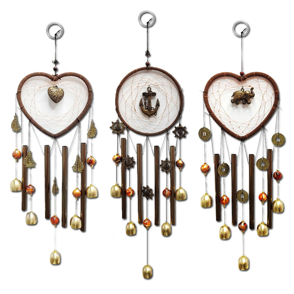 Dream Catcher Metal Tube Bell Wind Bell Pendant Heart-shaped Elephant Ship Anchor Hanging Decoration Home Shop Decoration