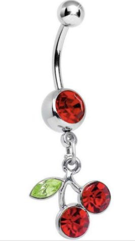 Gaby Europe and the United States cross-border Cherry navel ring fruit pendant navel nail navel ornaments human body puncture jewelry manufacturers in stock