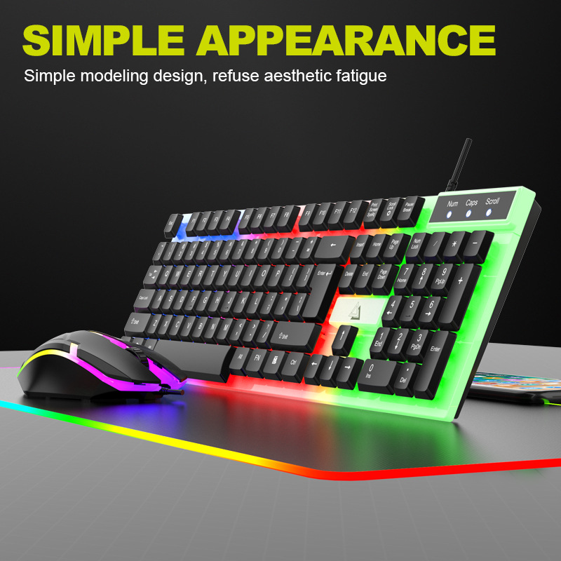 Luminous Keyboard Mouse game wired keyboard mouse set RGB luminous single keyboard neutral packaging cross-border foreign trade