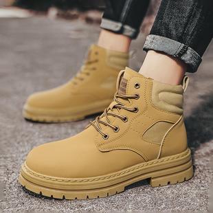 Martin Boots Men's 2022 Autumn and Winter British Style High-top Leather Boots Winter Desert Men's Mid-top Workwear Ankle Boots Rhubarb Boots