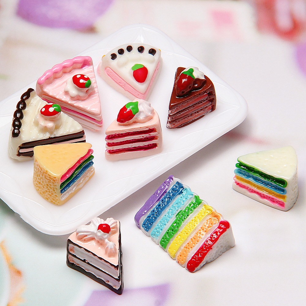 Resin Accessories Sandwich Cream Cake Triangle Rainbow Cake DIY Cream Phone Case Material