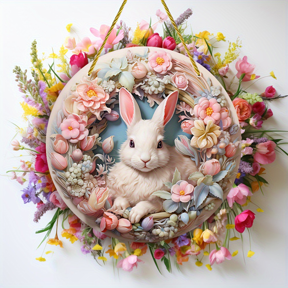 Easter Valentine's Day colored bunny acrylic disc pendant window decoration porch with chain tag outdoor decorations