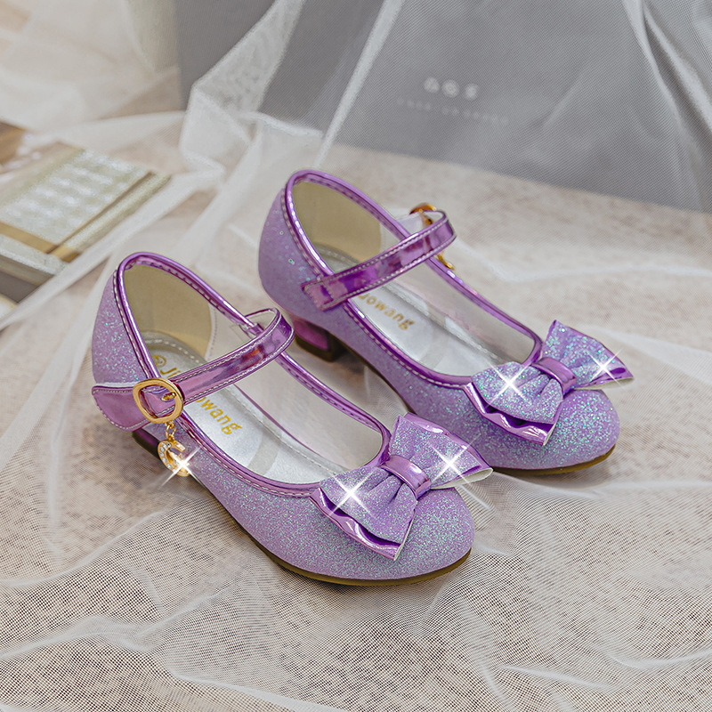 Girls Princess Shoes Little Girls Crystal Leather Shoes 2024 Spring and Autumn New Children Shoes High Heel Shoes Baby Children's Shoes
