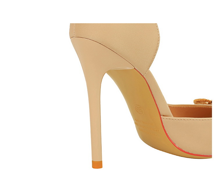 Slim side hollowed-out high heels for women slim heels super high heels rhinestone buckle single shoes_voghion.com