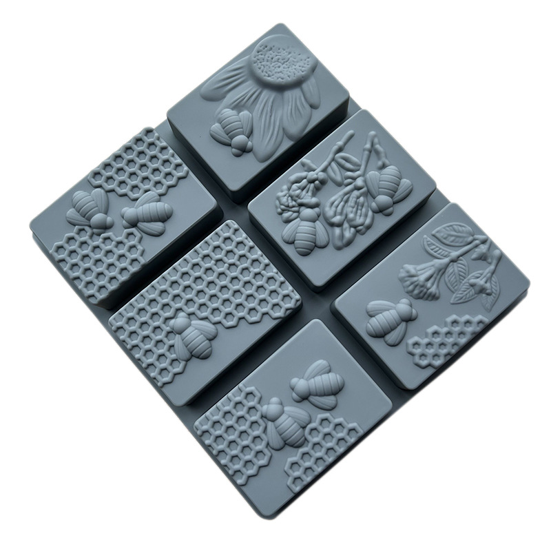 Cross-border hot-selling silicone 6-even Bee mold Oval square handmade soap mold DIY honeycomb cake baking mold