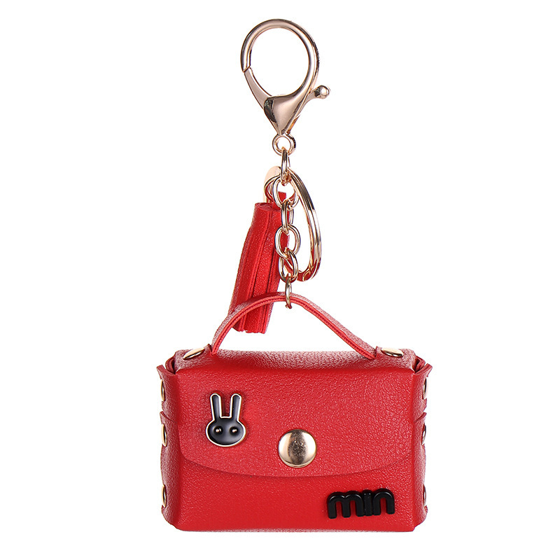 Live streaming Internet celebrity imitation leather headset storage bag three generations Bluetooth headset cover Apple wireless Bluetooth headset keychain hanging