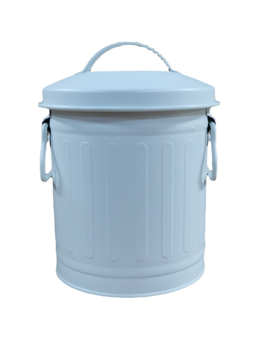 Wrought Iron American Style Retro Desktop Stationery Storage Bucket European Style Trash Bin Flower Bucket Art Pen Container Small Iron Bucket