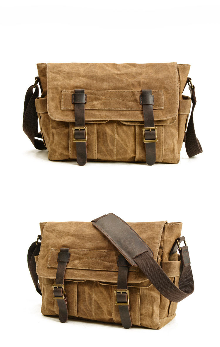 Borsa da uomo in tela cerata e olio, in pelle, con cuciture, retrò, a tracolla, da uomo, borsa a tracolla per computer, alla moda europea e americana_voghion.com
