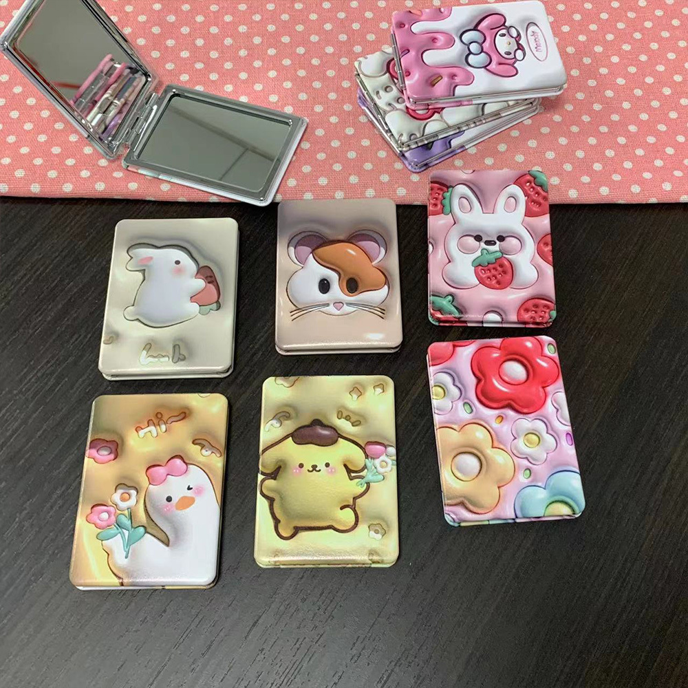Sanrio Kulomi Small Mirror with Students Makeup Mirror Home Folding Mirror Double-sided Pattern Makeup Mirror