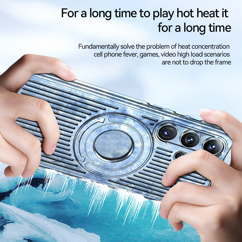 For Samsung S24Ultra Heat Dissipation Integrated Bracket Mobile Phone Case magsafe Magnetic Ring S23 Protective Cover
