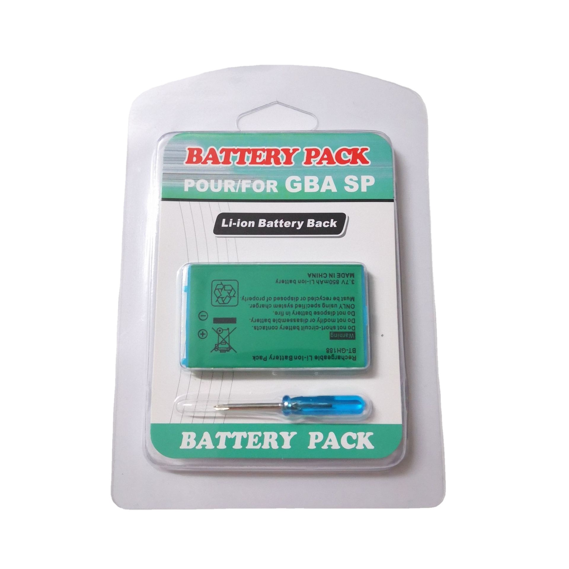 GBA game console built-in battery 850mAh SP game console battery with screwdriver gameboy blister pack