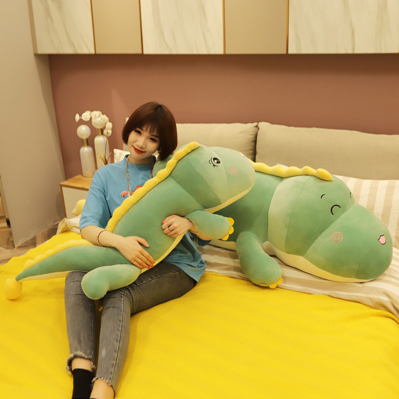 Cute Dinosaur Plush Toy Big Doll Bed Sleeping with Clip Legs Soft Pillow Doll for Boys and Girls