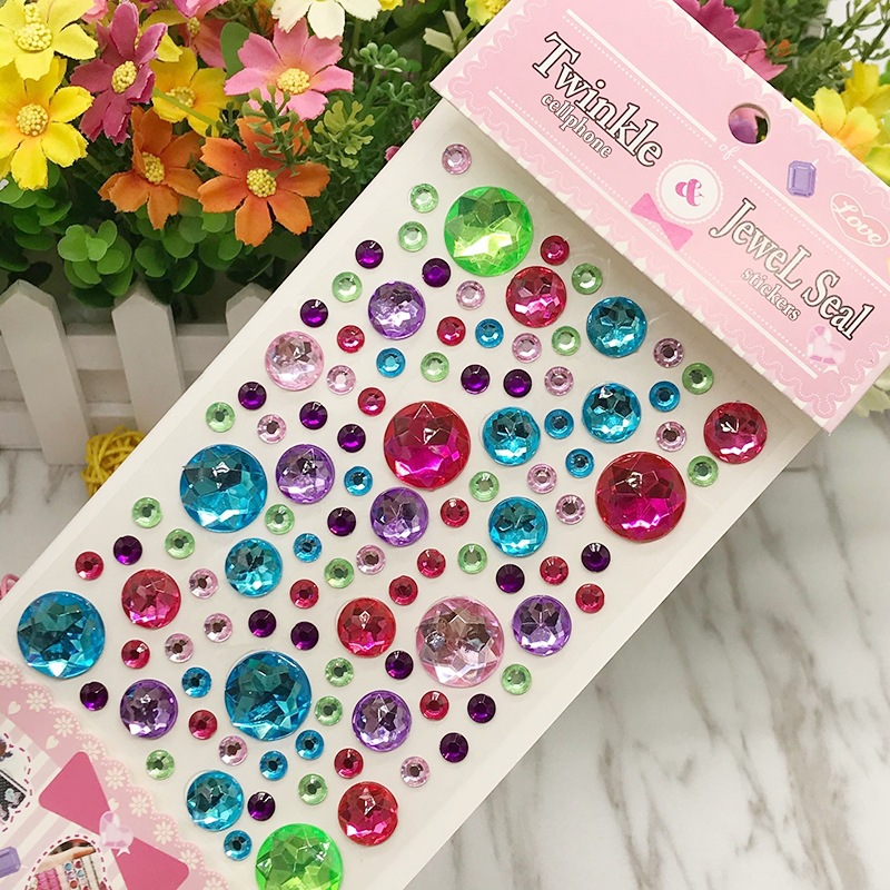 Children's diamond sticker round love round plum blossom shape DIY handmade creative self-contained adhesive sticker