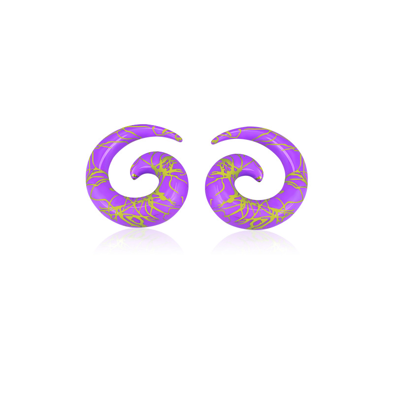 [Factory Direct Supply] Pengjie Puncture Jewelry Gold Line Wave Point Acrylic Snail Shape 6 Color Ear Expander