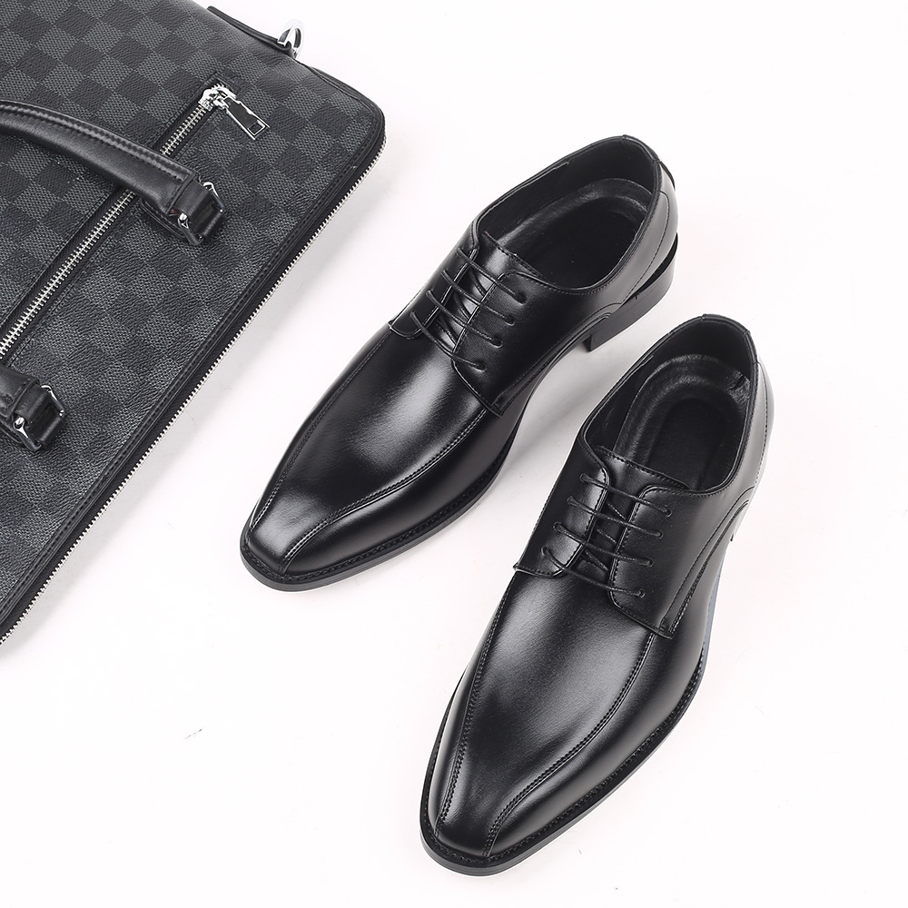 2024 New Fashion casual leather shoes Japanese fashion formal business men's shoes lace-up plus size pointed toe foreign trade shoes