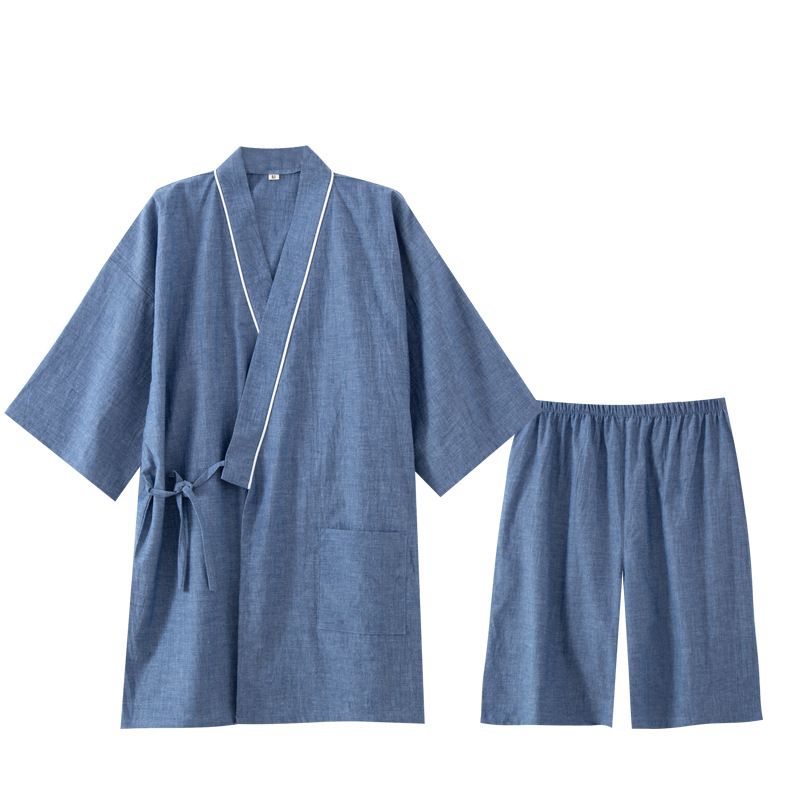 Washed cotton cotton plus size short-sleeved shorts and clothing home wear men's summer thin pajamas suit