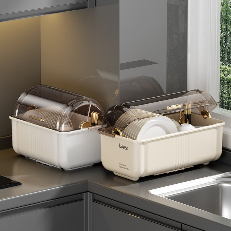 Bowl and Chopsticks Storage Box Storage Rack for Dishes and Dishes Kitchen Household Multifunctional Draining Rack with Lid Cupboard Storage Box