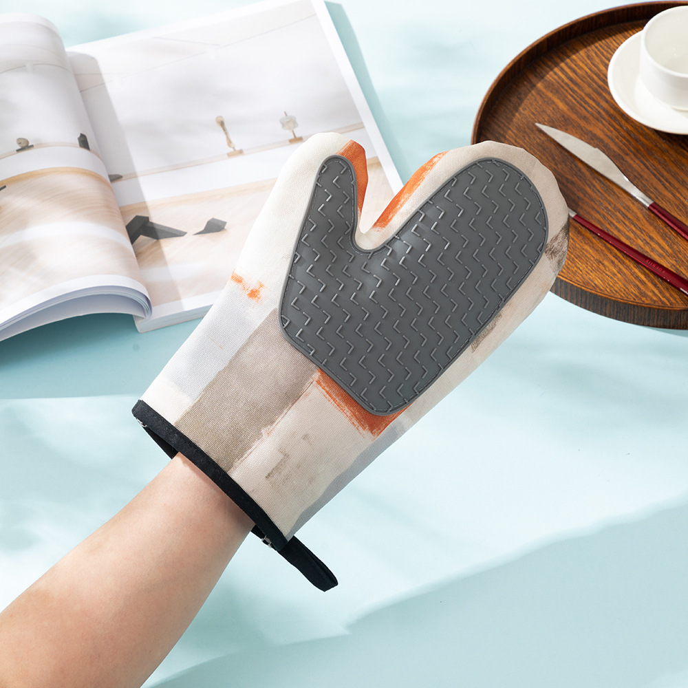 Silicone Oven Gloves Kitchen Microwave Baking Gloves Silicone High Temperature Resistance Non-Slip Cooking Gloves Heat Insulation Pad