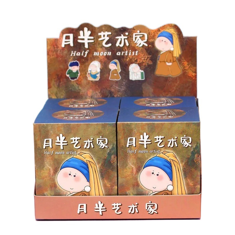 Moon half artist blind box online celebrity 2022 new cute girl Van Gogh Mona Lisa Famous painting Girl version gift
