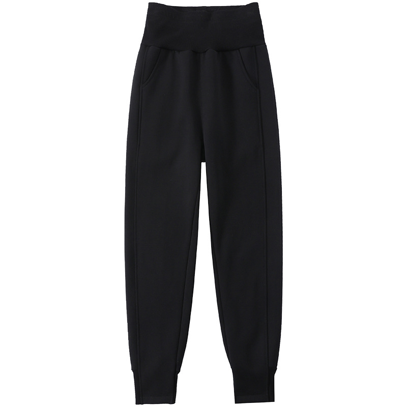 Velvet Sweatpants Women's Autumn and Winter High Waist Loose Thickened Cotton Pants 2024 New Faux Lamb Velvet Casual Outer Wear Sweatpants