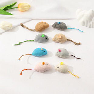 Pet supplies manufacturer simulation plush Mouse doll suit feather mouse scratch-resistant molar cat toy