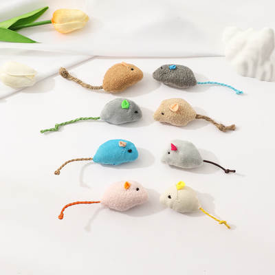 Pet supplies manufacturer simulation plush Mouse doll suit feather mouse scratch-resistant molar cat toy