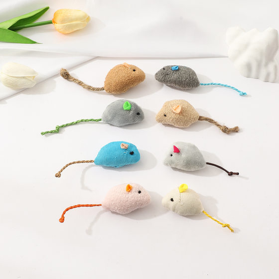 Pet supplies manufacturer simulation plush Mouse doll suit feather mouse scratch-resistant molar cat toy