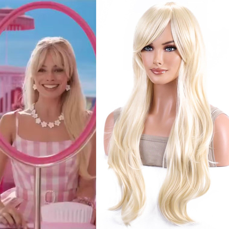 Movie Barbie Barbie cos wig Barbie light golden cosplay wig micro curly hair Long Hair Barbie fake