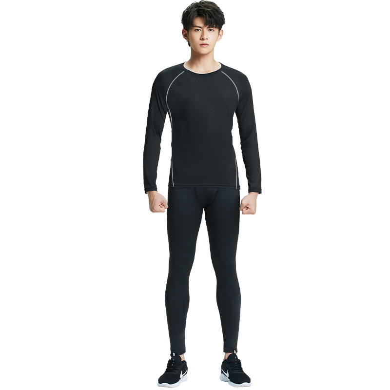 PRO workout clothes men's running sports quick-drying tights long-sleeved trousers two-piece track suit high elastic leggings