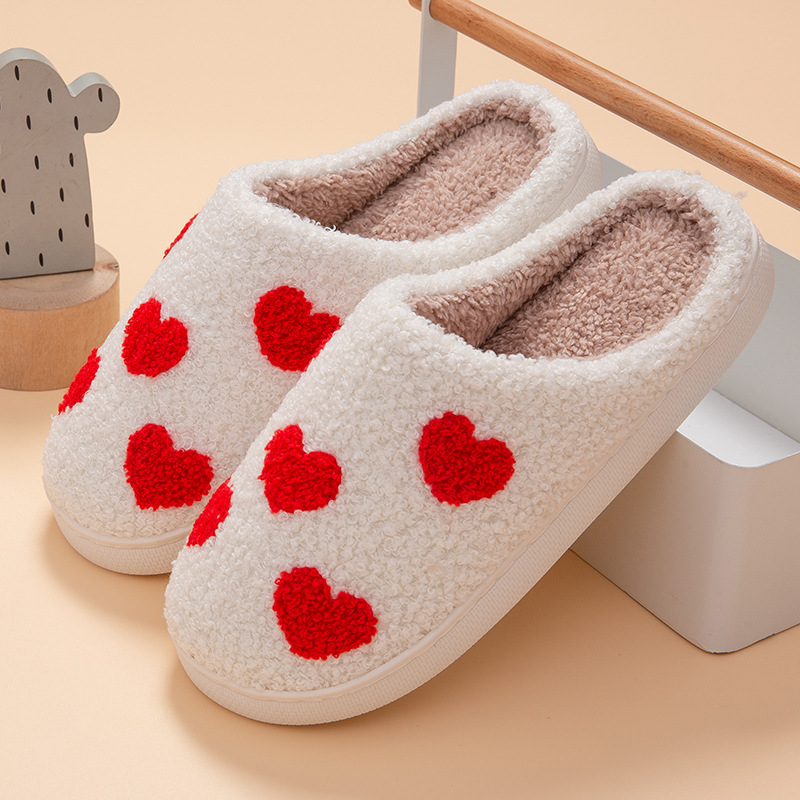 Autumn and Winter cotton slippers women's home indoor and outdoor warm thick-soled plush slippers love cotton slippers