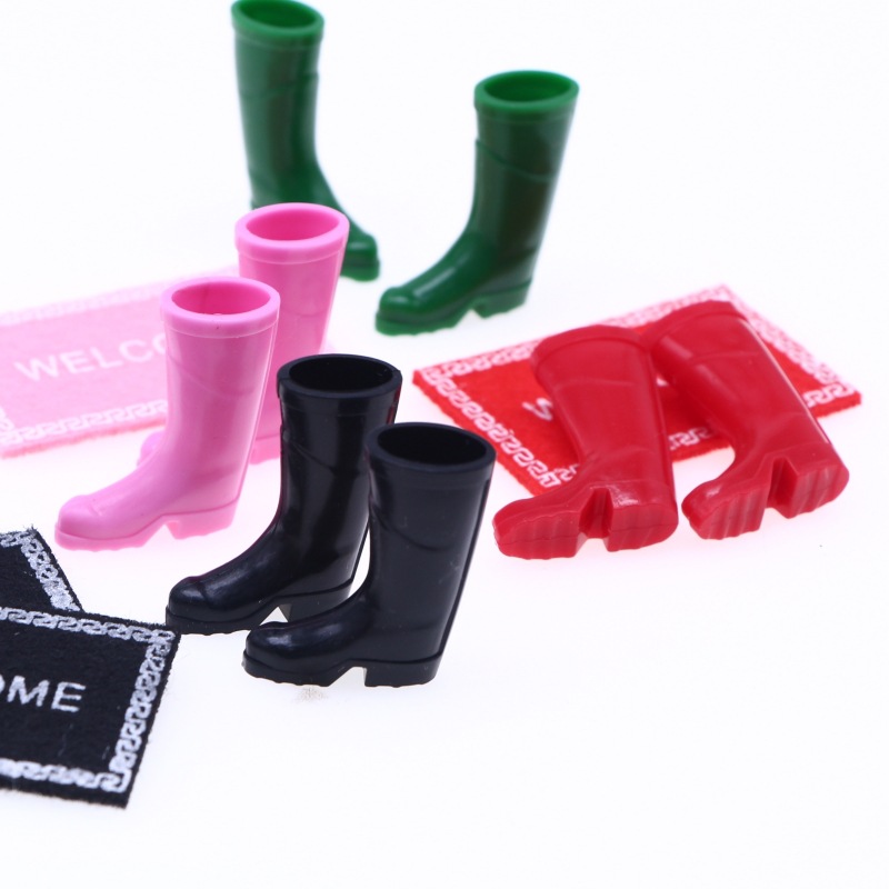 Doll House mini rain boots BJD simulation rain boots OB11 miniature scene gardening silicone shoes straight Christmas Shoes