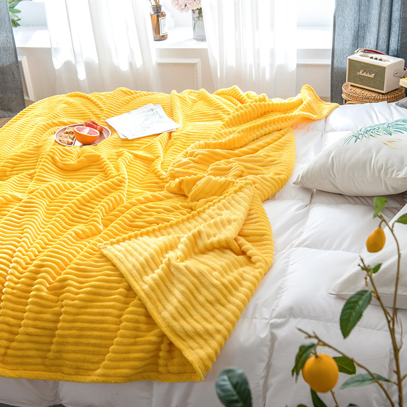 Magic velvet solid color strip flannel blanket coral velvet sofa blanket air conditioning blanket nap blanket support generation