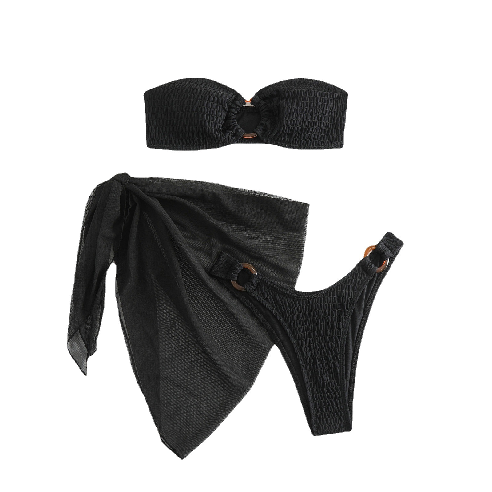 New split swimsuit women's summer solid color European and American hot girl style sexy pure want foreign trade cross-border bikini swimsuit