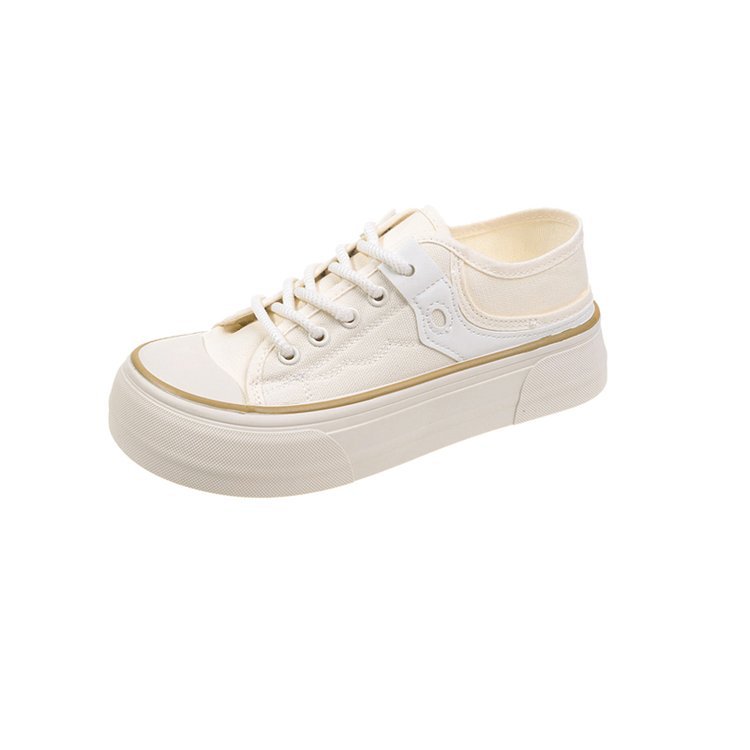 White Canvas Shoes Women's 2023 New Arrival Spring and Autumn ulzzang All-Match Niche Design Star Flat Skateboard Shoes