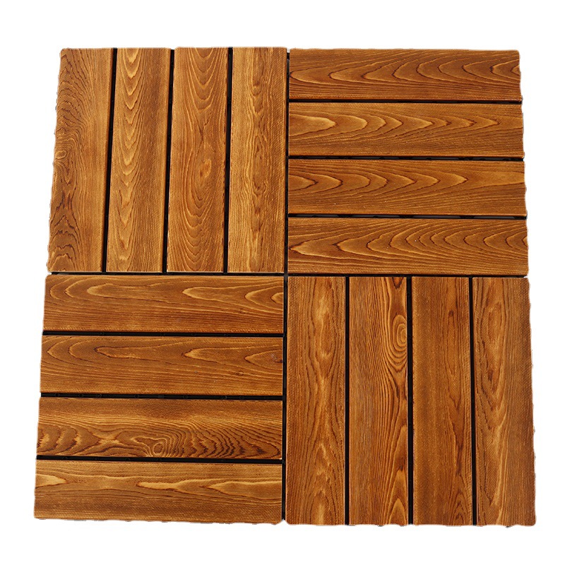 Balcony floor outdoor solid wood splicing non-slip wear-resistant floor terrace garden sun room moisture-proof keel-free installation