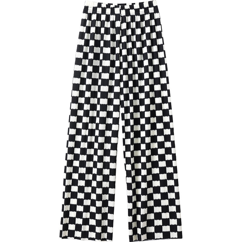 Ice Silk Tie-Dye Narrow Wide-Leg Pants Women's Spring and Summer Thin Straight Slim-fit High Waist Dosing Casual Foreign Trade Pants