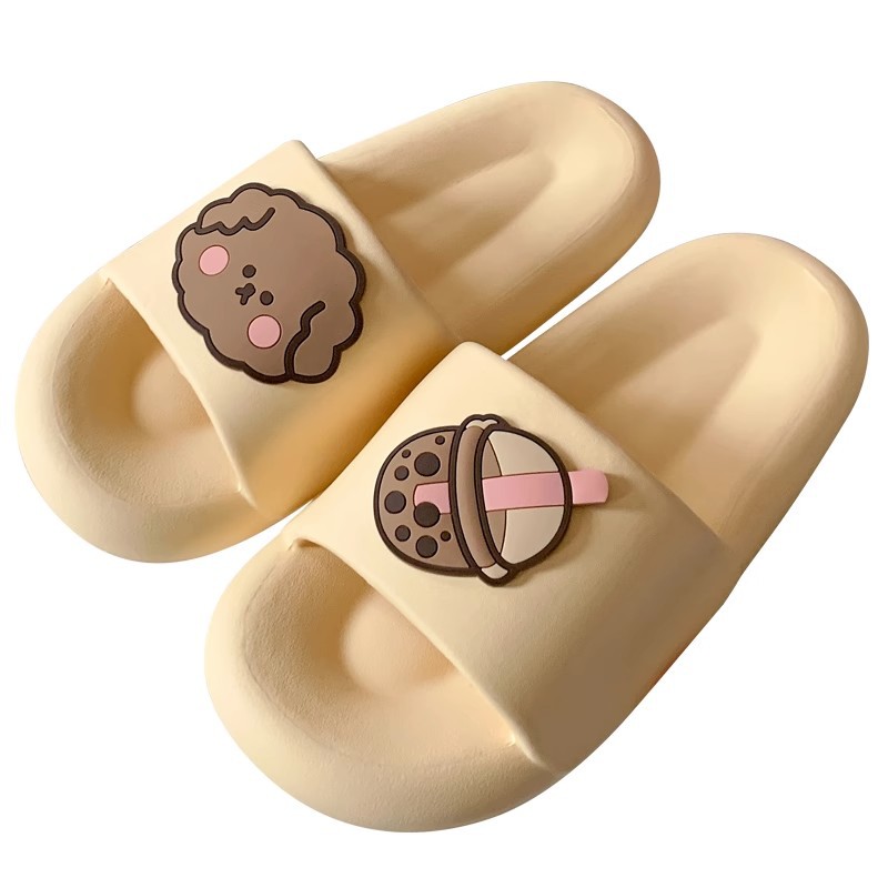 2023 Slip-on Feeling Slippers Women's Summer Indoor Home Bathroom Bath Non-Slip Deodorant Couple Advanced Milk Tea Dog