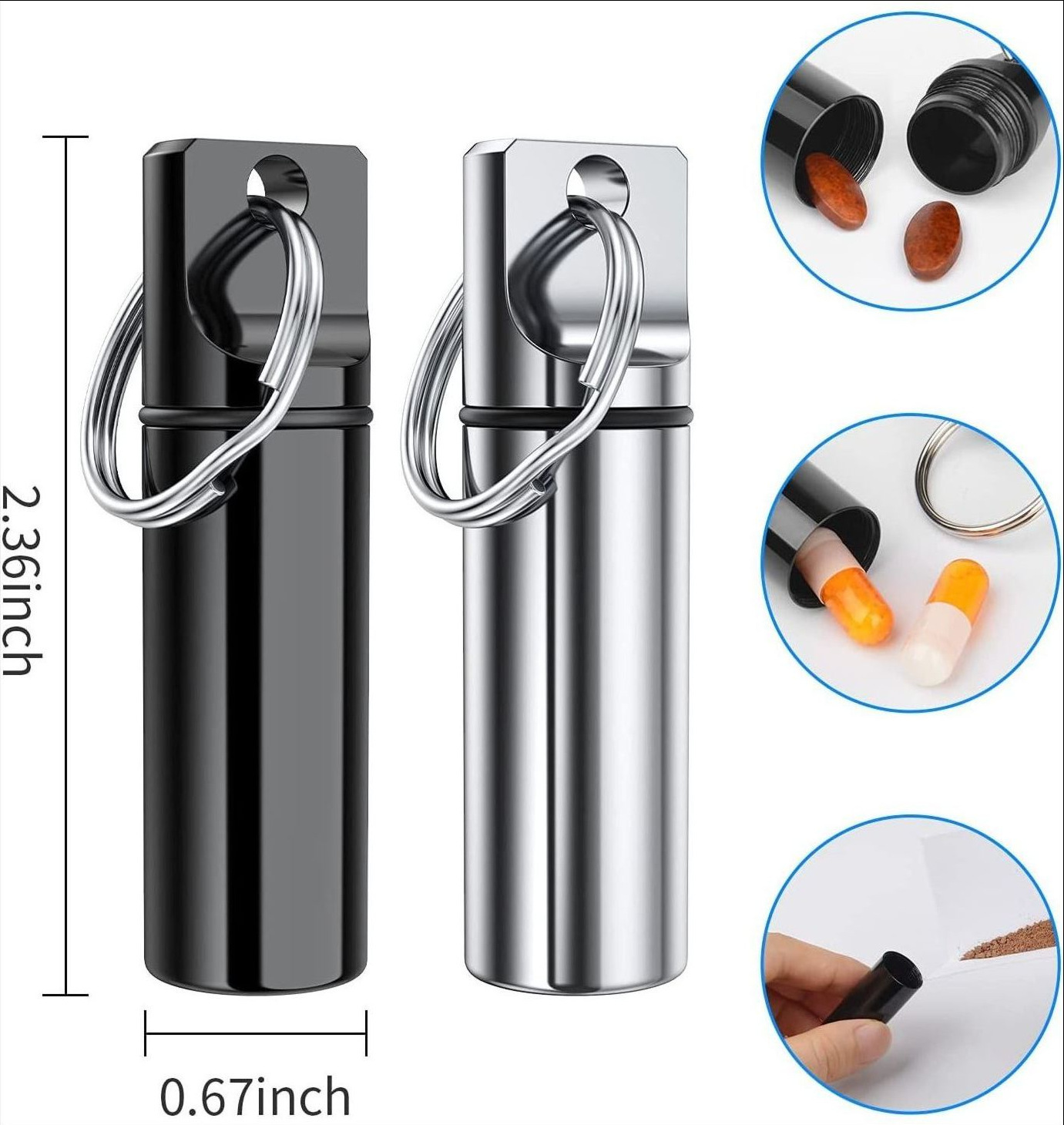 Amazon flat head round aluminum alloy cartridge keychain earplugs packaging jar sealed storage waterproof bin small pill box