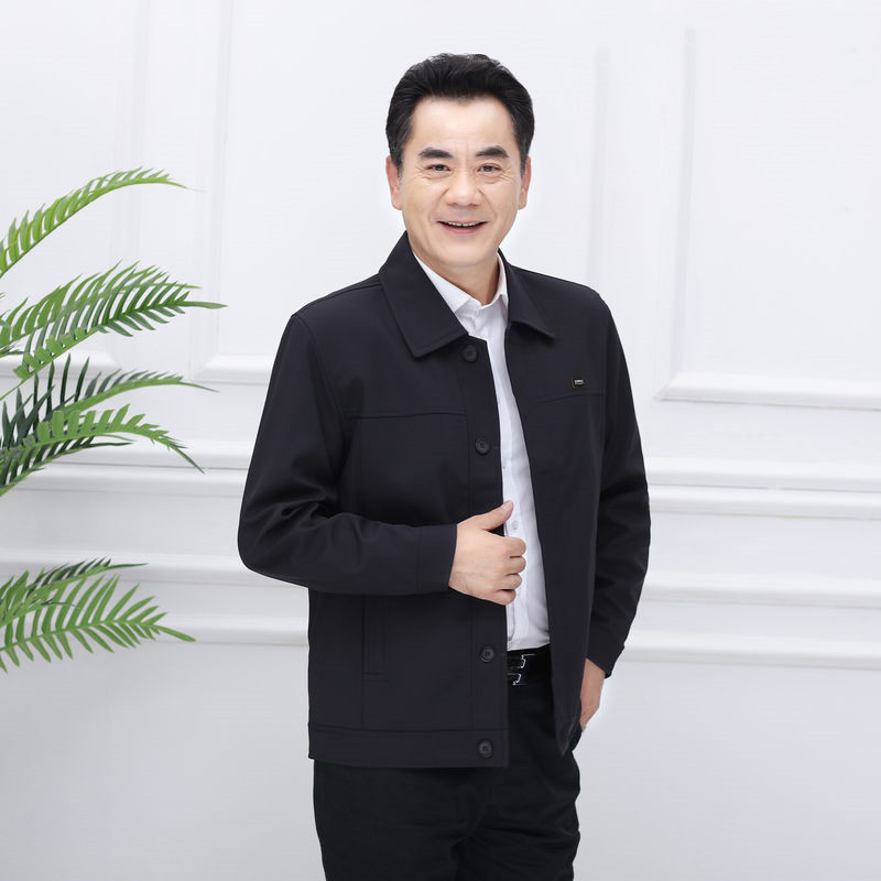 Casual Dad's Lapel Jacket Men's Spring and Autumn Men's Jacket Men's Clothes Men's Loose Thin Top