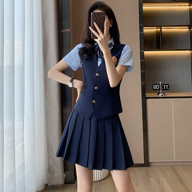 Short-sleeved Shirt Women's College Style jk Uniform Summer Kindergarten Teachers Garden Clothes Work Shirt Pleated Skirt Professional Suit