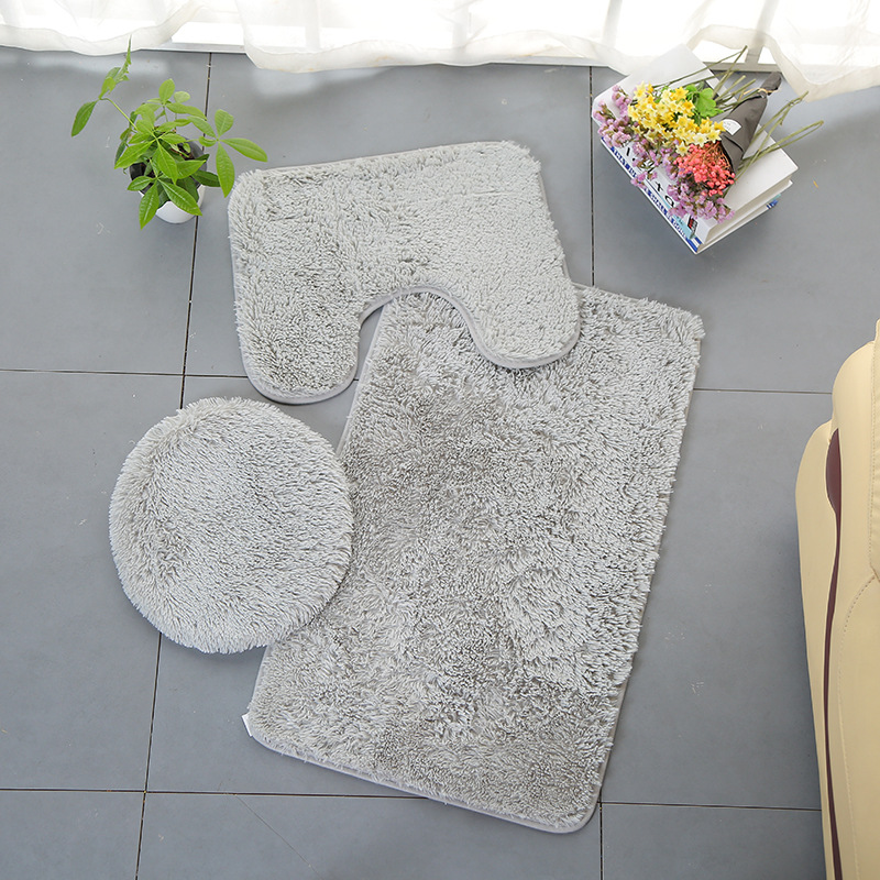 Amazon Explosions Silk-wool Carpet Toilet Three-piece Bathroom Absorbent Non-slip Mat Toilet Floor Mat Door Mat