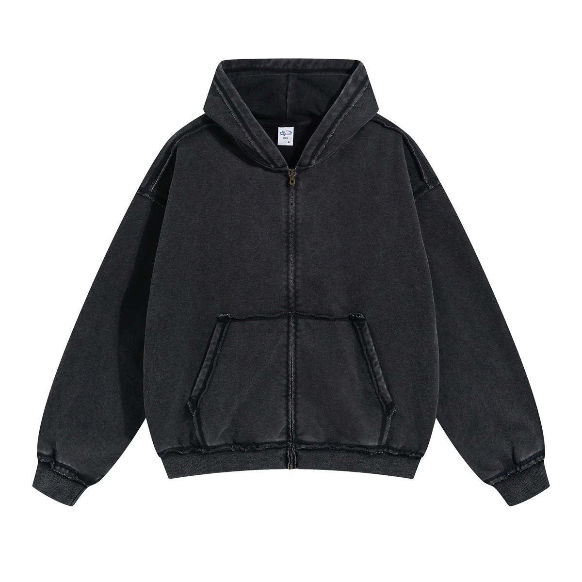 Washed Vintage American Cardigan Cross-border Hooded Sweater Lazy Loose Jacket Design Sense Top Zipper Spring and Autumn