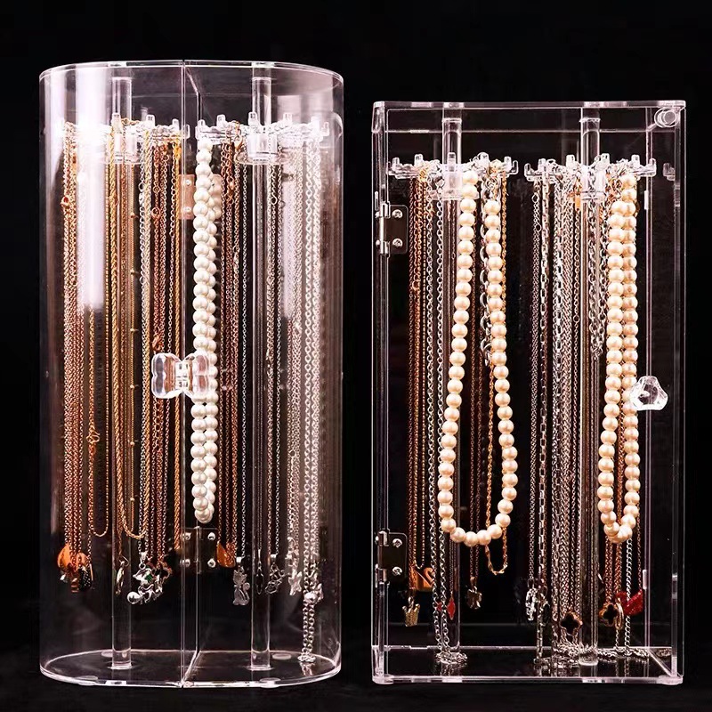 Necklace Bracelet Desktop Storage Box Transparent Hanger Jewelry Storage Box Dustproof Necklace Display Shelf