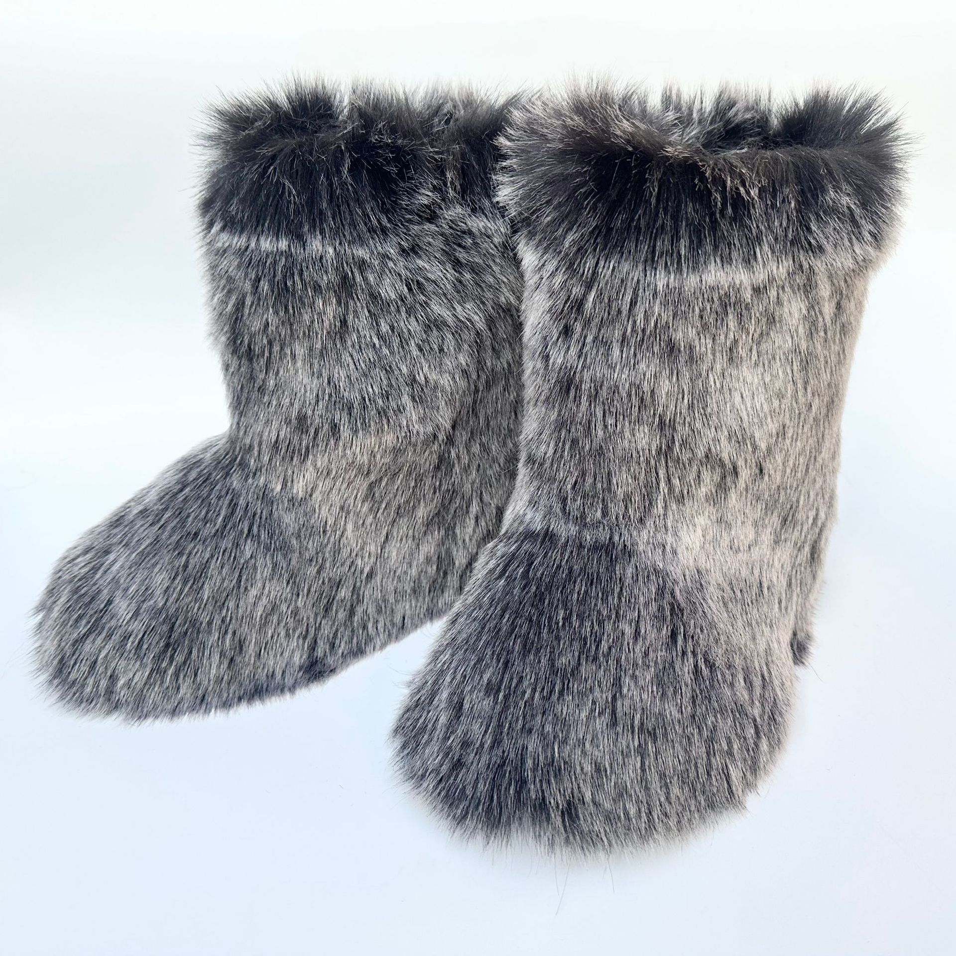 Stivali da neve con pelliccia oversize e tubo centrale ispessiti_voghion.com
